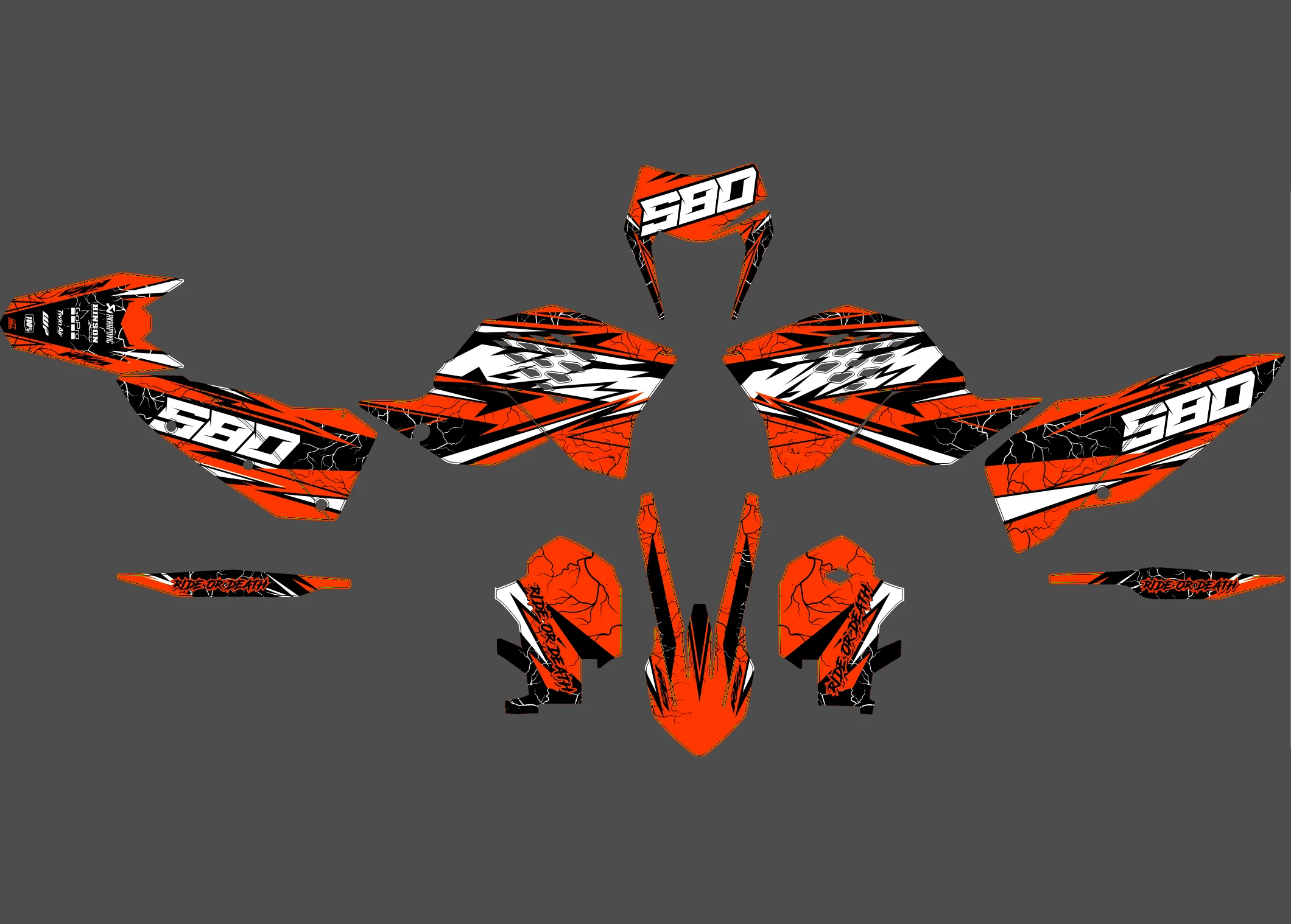 kit déco ktm exc / exc f (2008 2011) stark orange