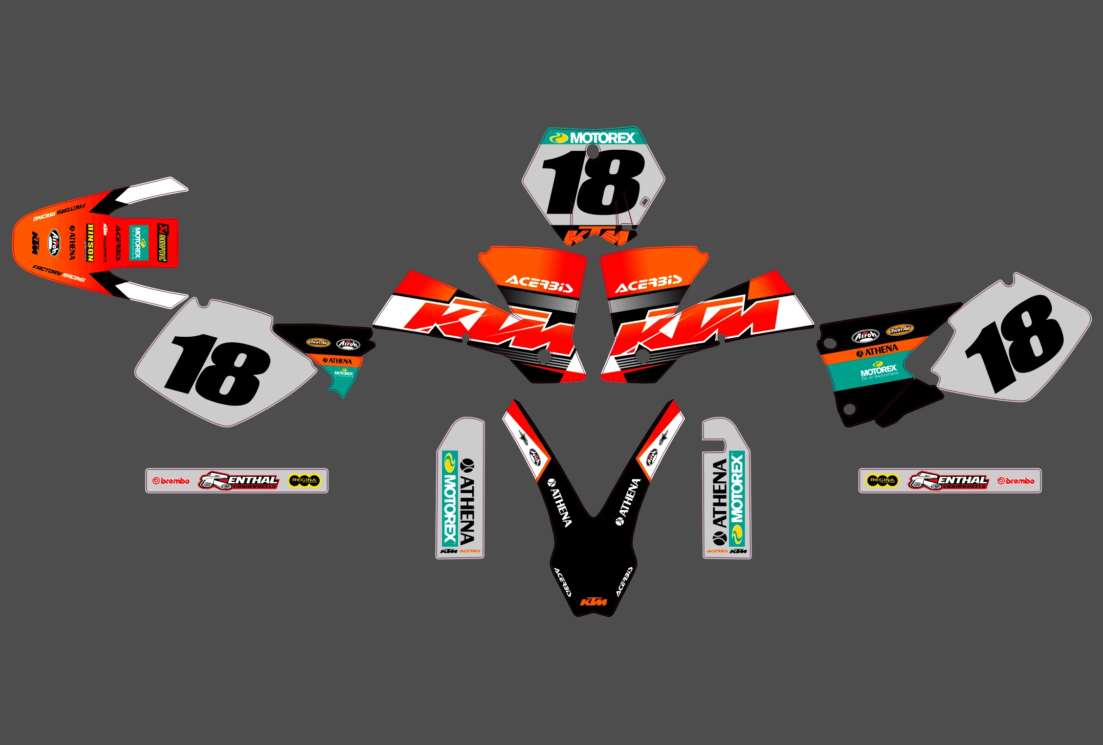 kit déco ktm exc / exc f (2004 2007) replica
