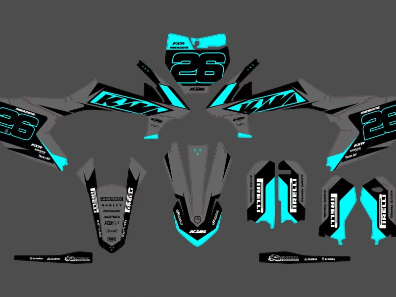 kit déco ktm 65 sx (2009 2015) race cyan