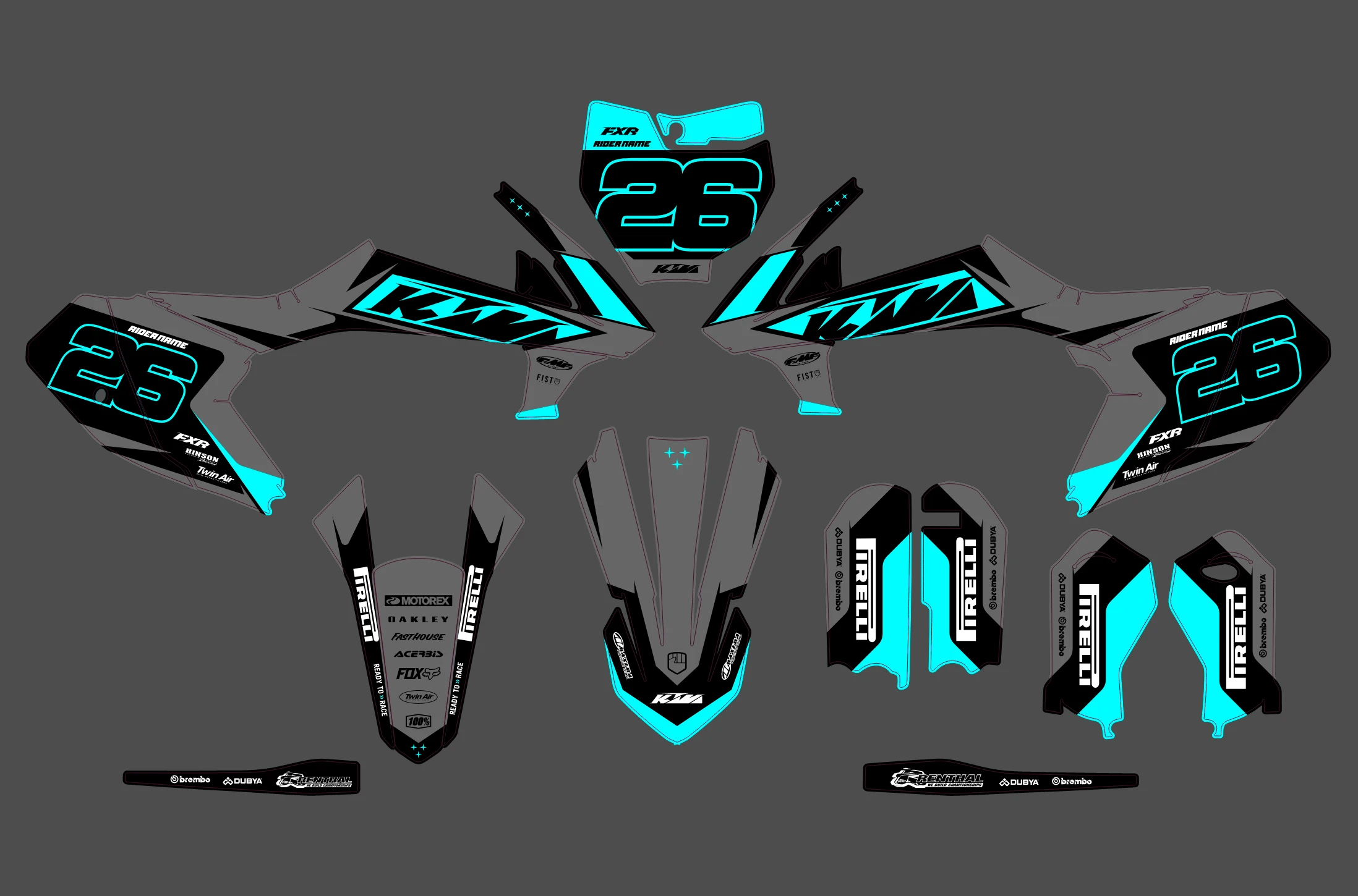 kit déco ktm 65 sx (2009 2015) race cyan