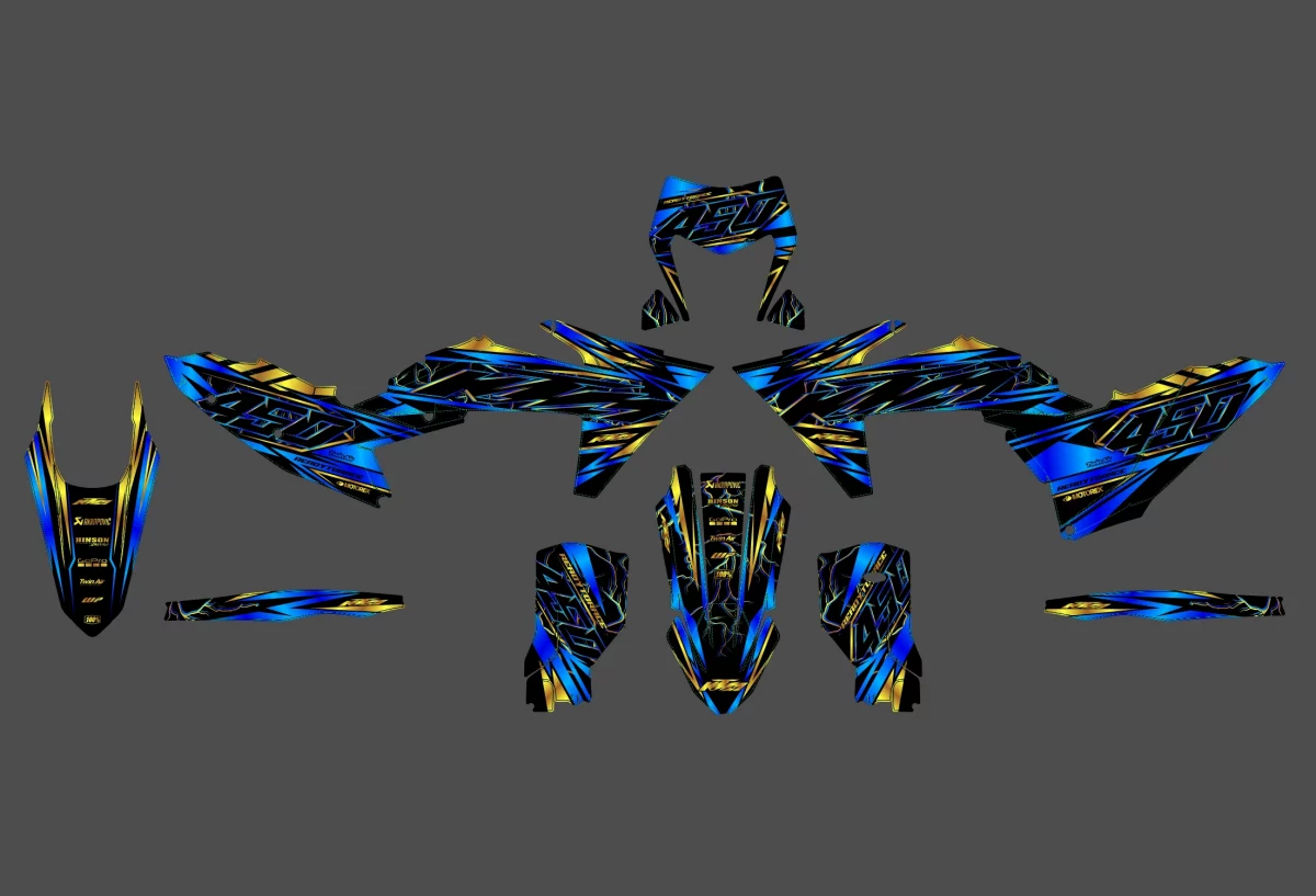 kit déco ktm exc / exc f (2024 2025) flashy bleu