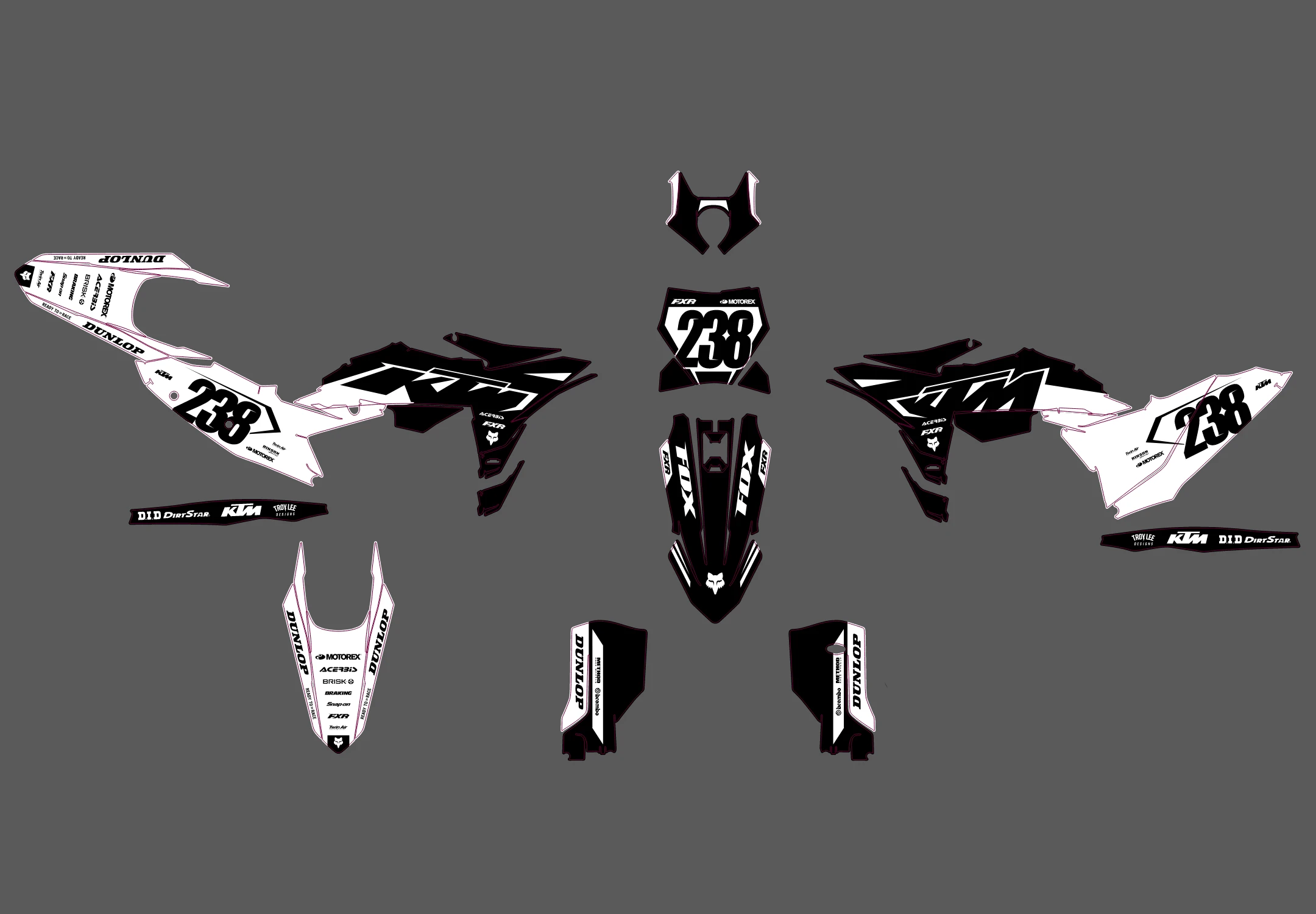 kit déco ktm sx / sx f (2025) full blanc