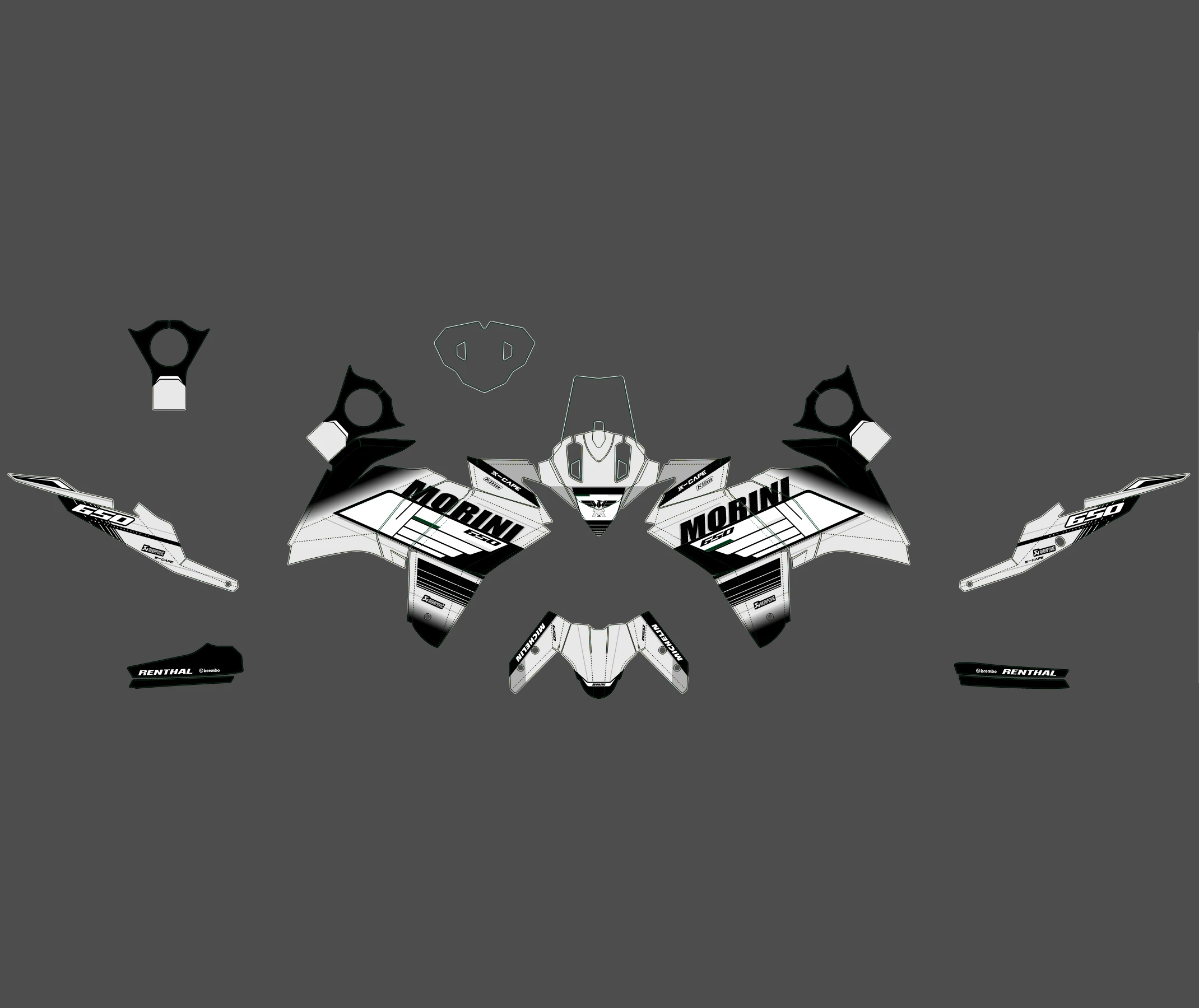 kit déco moto morini x cape 650 race blanc