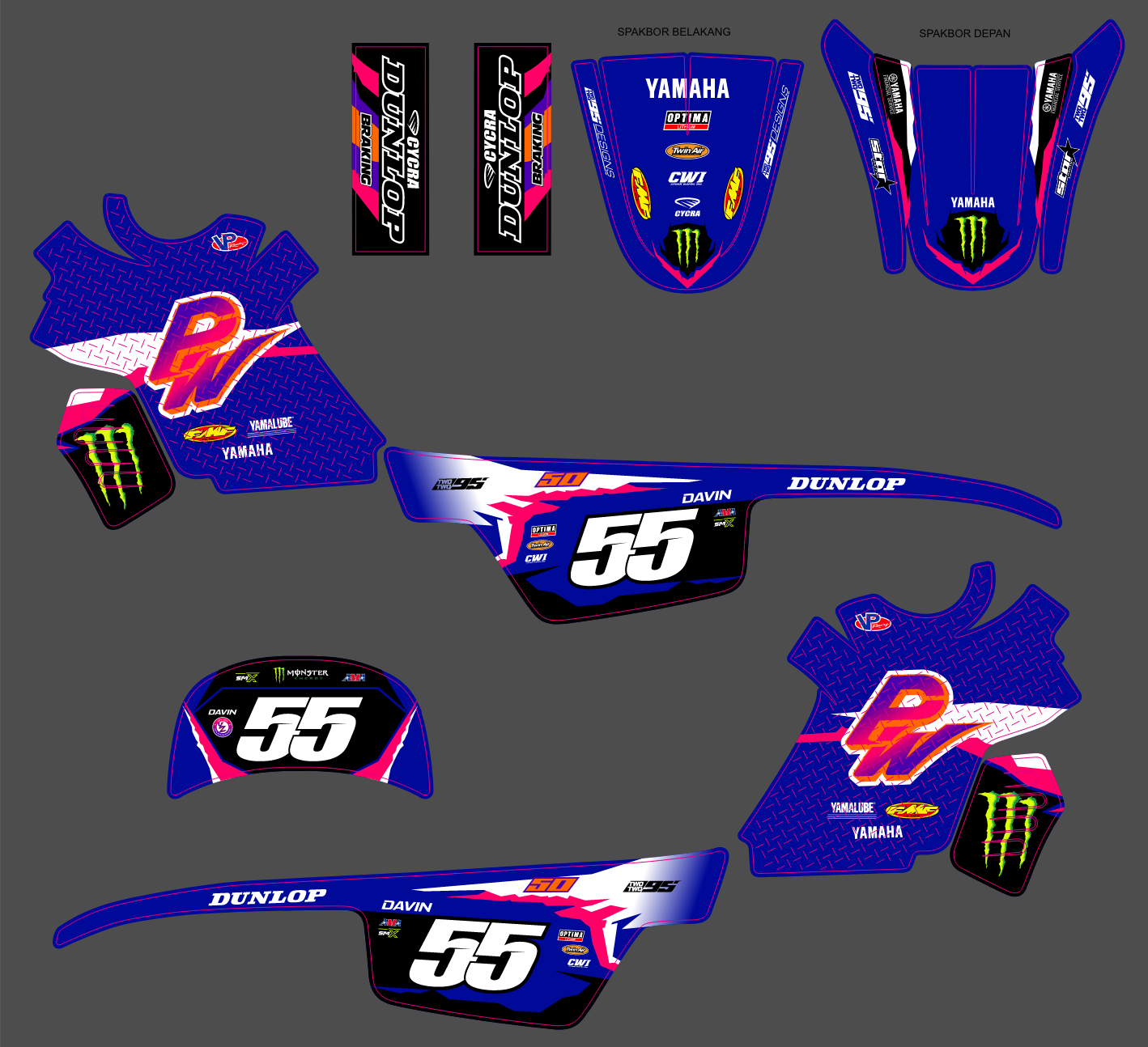 kit déco yamaha piwi 50 (pw) anniversaire bleu