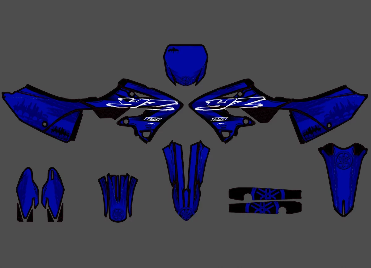 kit déco yamaha 125 yz (2022 2024) cartoon bleu