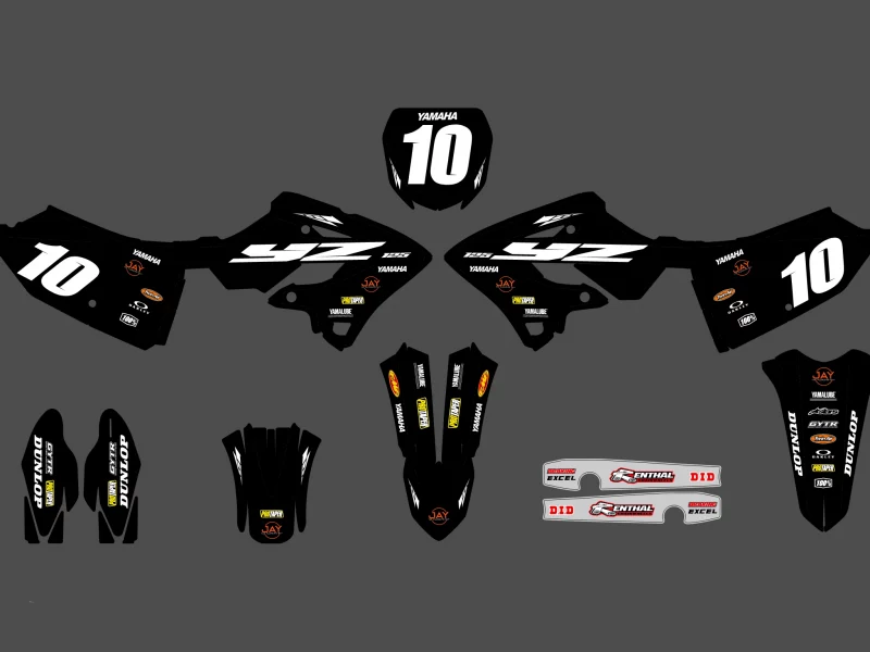 kit déco yamaha 125 yz (2022 2024) factory noir