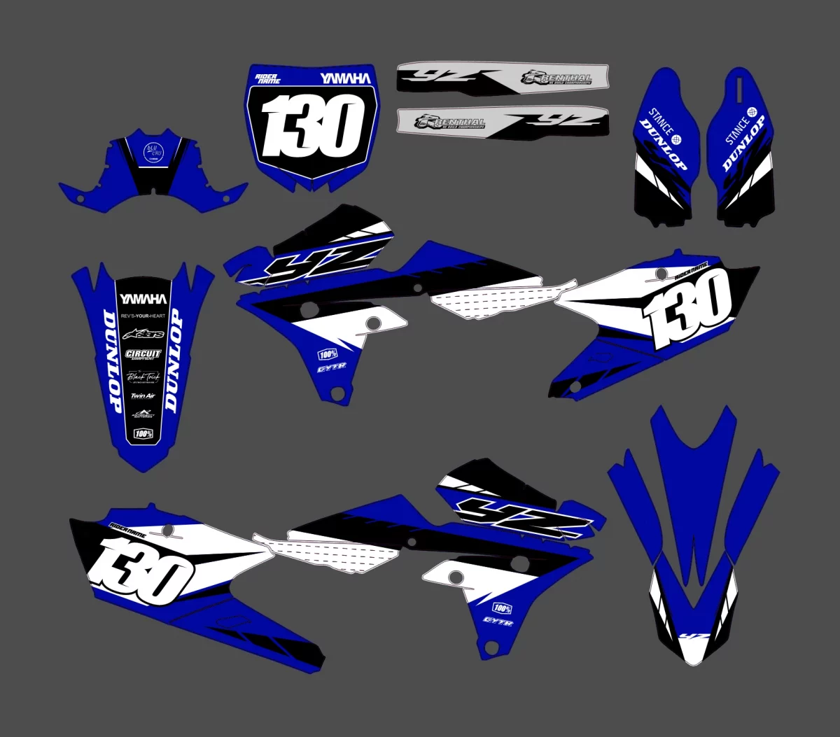 kit déco yamaha 450 yzf (2014 2017) factory bleu