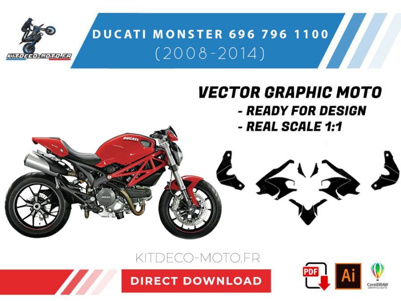 template ducati monster 696 796 1100 (2008 2014) vector