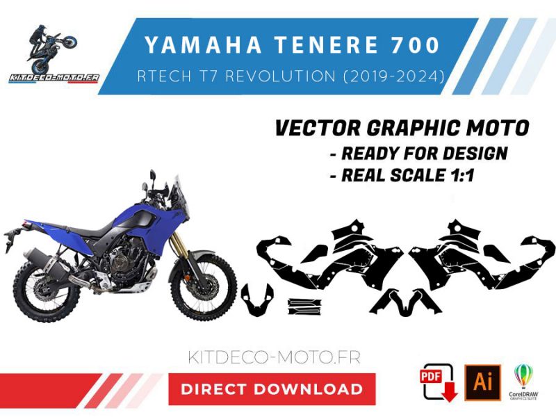 template yamaha tenere 700 rtech t7 revolution (2019 2024) vector