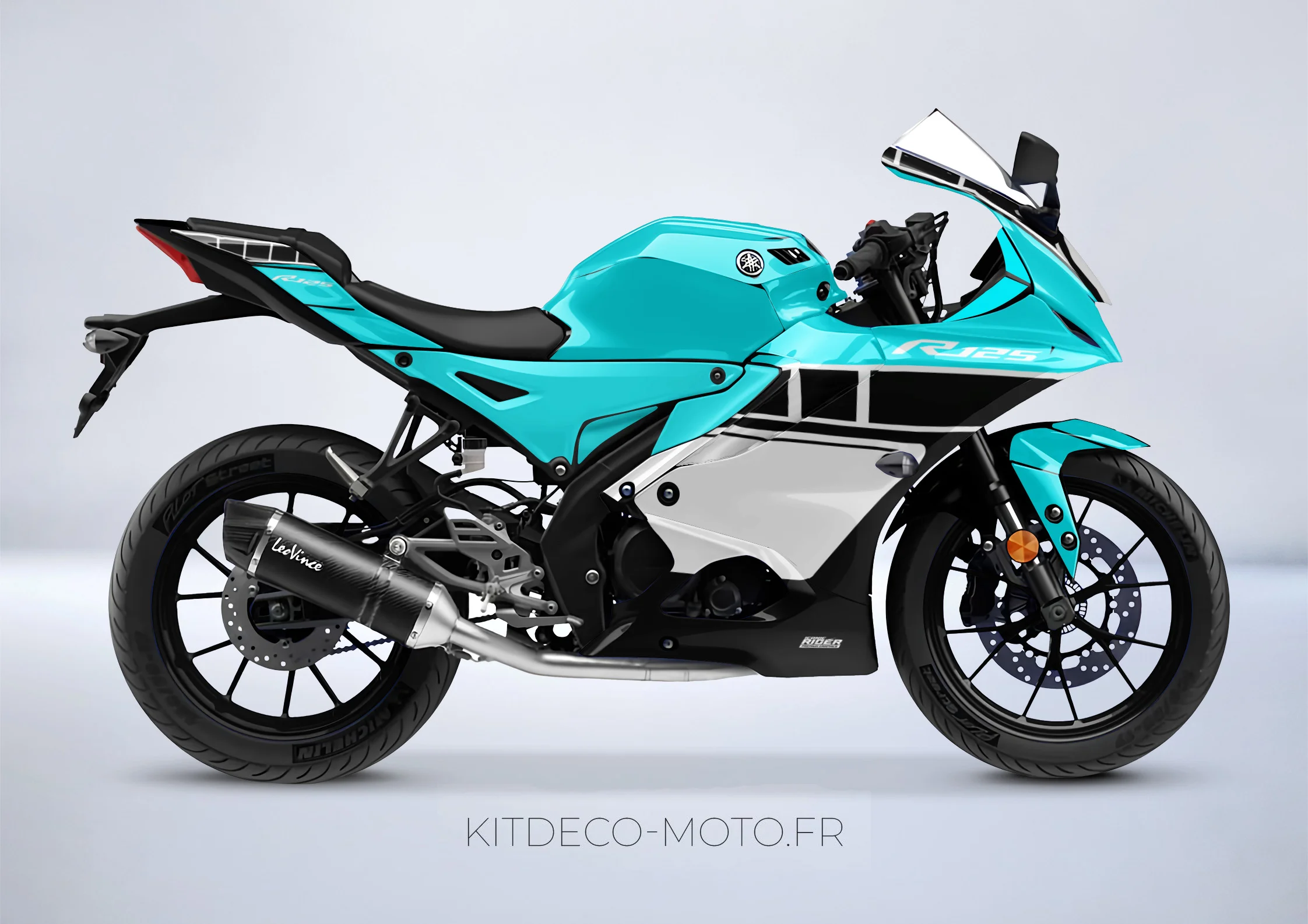 kit deco yamaha yzf r 125 anniversaire cyan