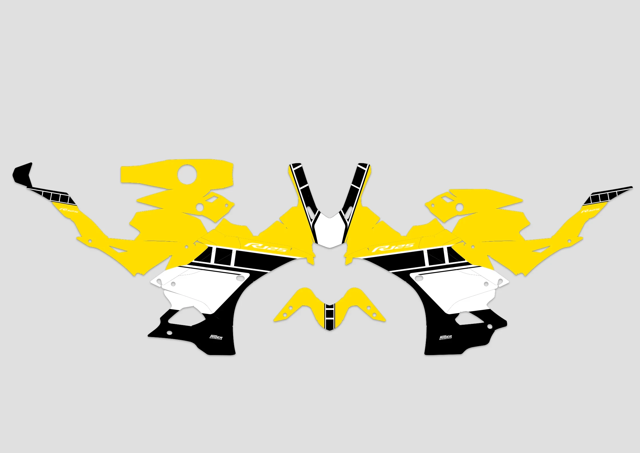 kit deco yamaha yzf r 125 anniversaire jaune maquette
