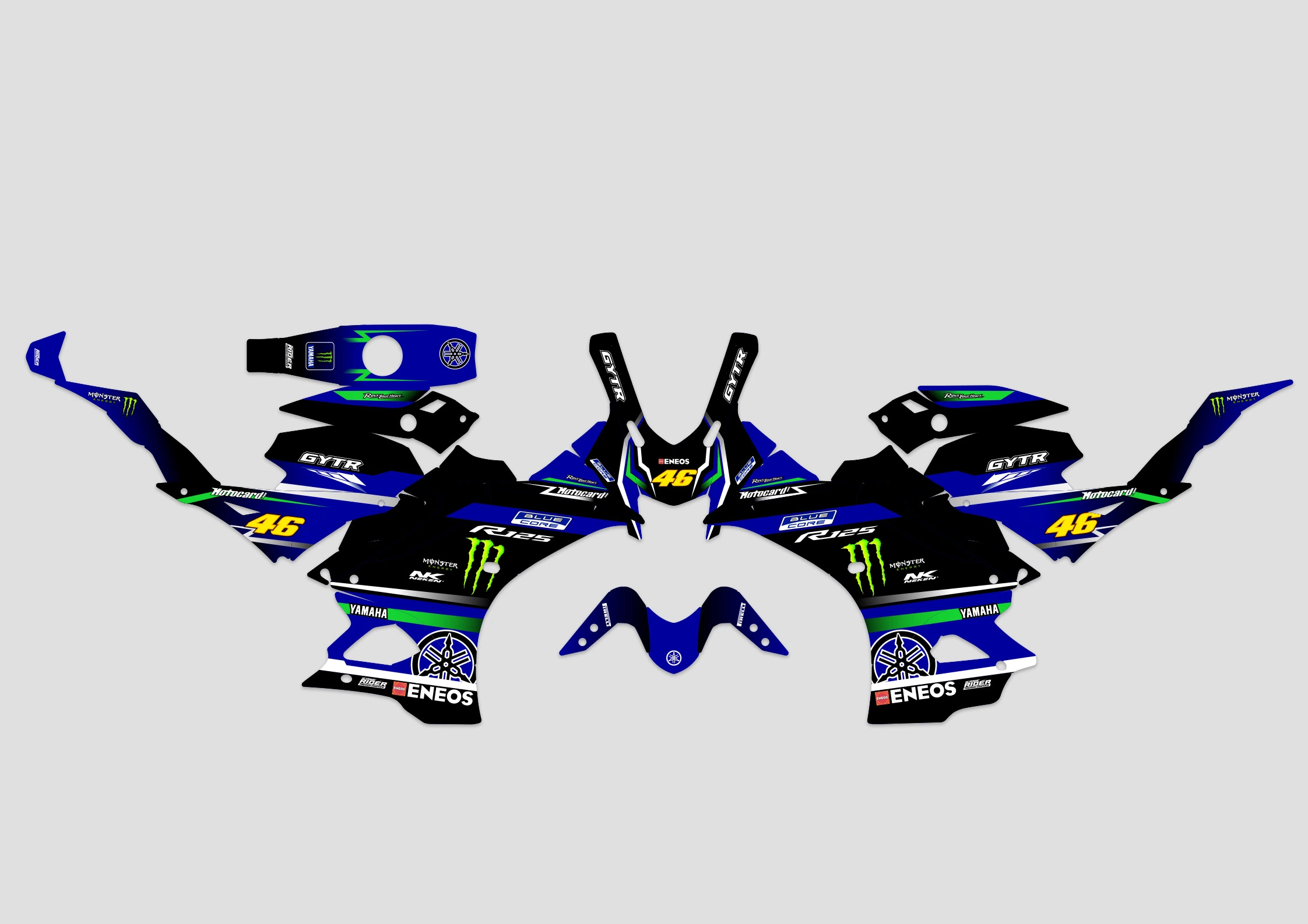 kit deco yamaha yzf r 125 racing vert maquette