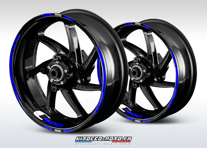 sticker jante moto bmw c400 bleu