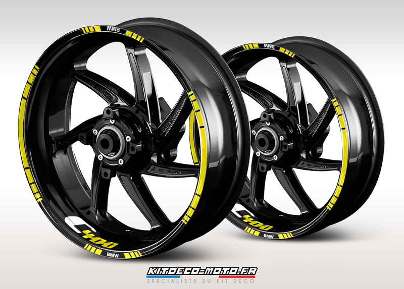 sticker jante moto bmw c400 jaune