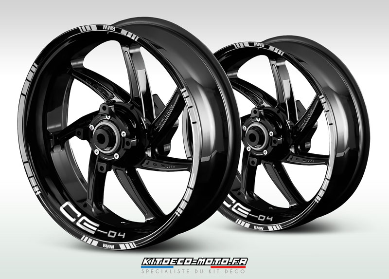 sticker jante moto bmw ce 04 blanc
