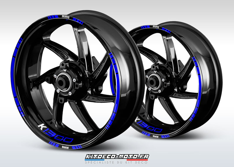 sticker jante moto bmw k1300 bleu
